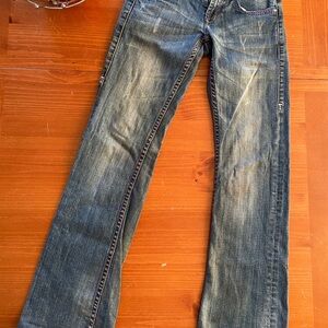 Cowgirl Tuff Boot Cut Jeans - Distressed Blue